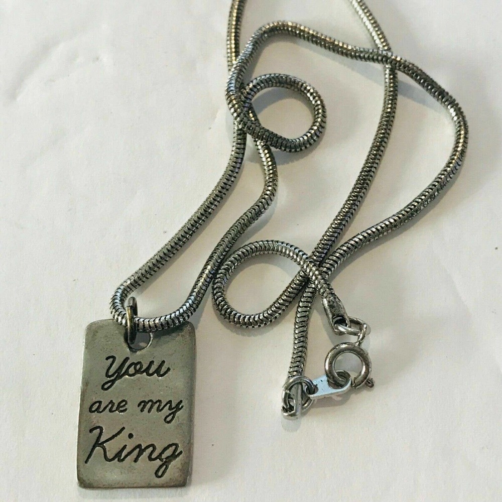 BSD Bob Siemon Designs Silver Tone You are my King Charm Pendant Necklace